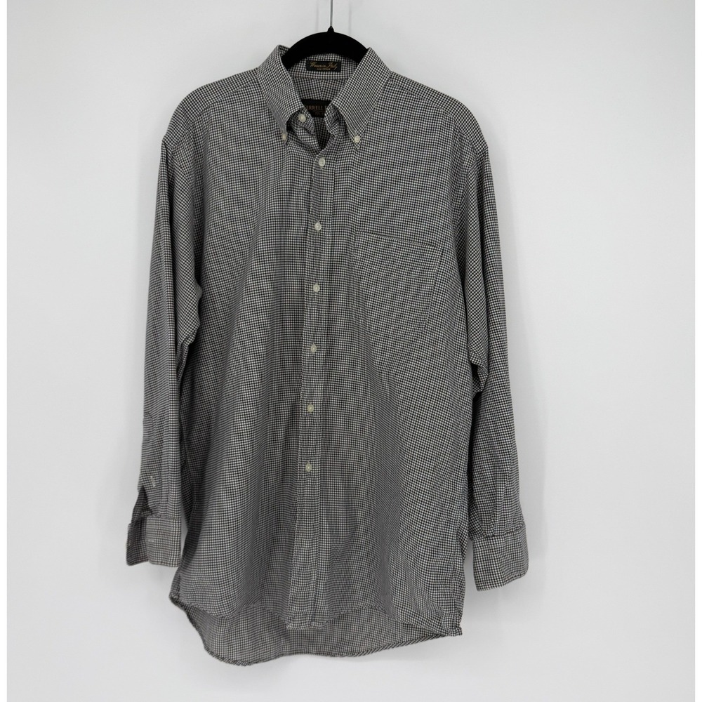 Ferrell Reed Mens Button Down Shirt 15.5-33 Cotton Woven in Italy Houndstooth